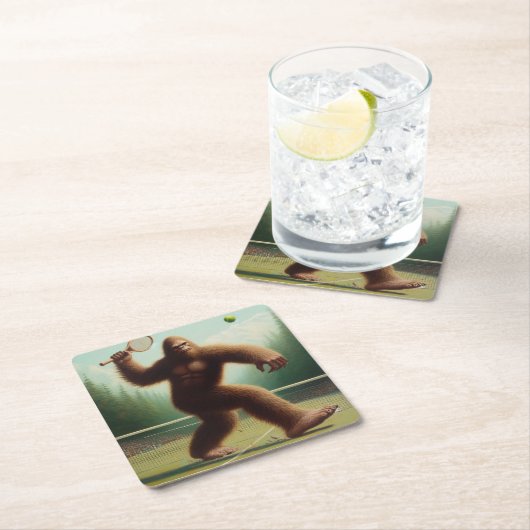 Bigfoot Tennis Rechteckiger Pappuntersetzer (Vor Ort)