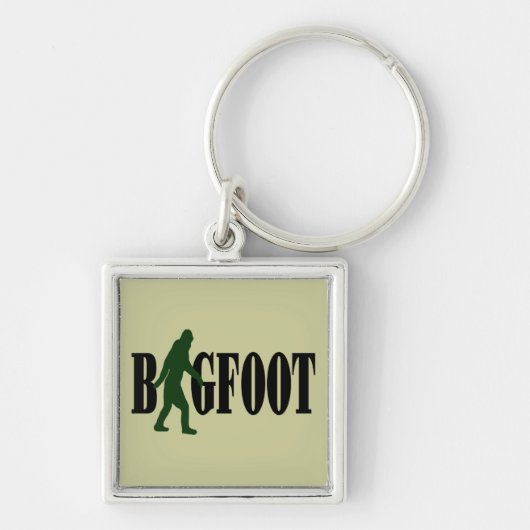 Bigfoot Text & Green Squatch Grafik Schlüsselanhänger (Vorne)