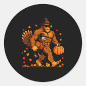 Bigfoot Thanksgiving Turkey Funny Thanksgiving Sas Runder Aufkleber (Vorderseite)