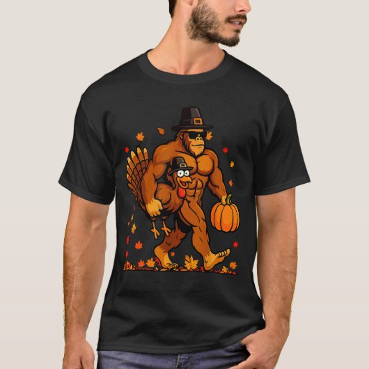Bigfoot Thanksgiving Turkey Funny Thanksgiving Sas T-Shirt (Vorderseite)