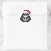 Bigfoot Tragen einer Weihnachtsmannmütze Quadratischer Aufkleber (Tasche)
