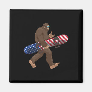 Bigfoot Tragend American Flag Snowboard for Snowb Magnet