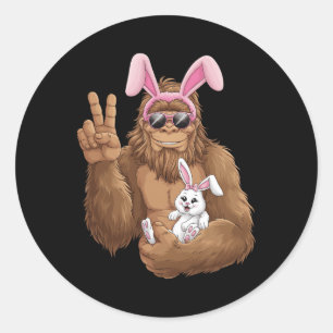Bigfoot Tragend sonnige Ohren Umarmung Rabbit Oste Runder Aufkleber