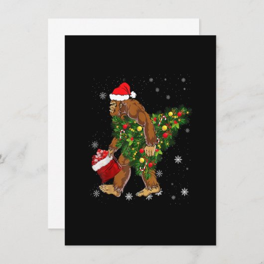 Bigfoot Tragend Weihnachtsbaum Sasquatch Glaube Einladung (Vorne/Hinten)
