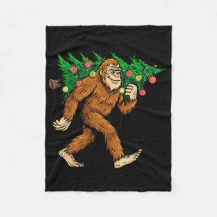 Bigfoot Tragend Weihnachtsbaum Sasquatch Glaube Fleecedecke