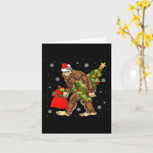 Bigfoot Tragend Weihnachtsbaum Sasquatch Glaube Karte (Gelbe Blume)