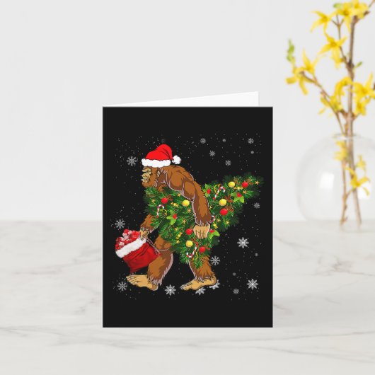 Bigfoot Tragend Weihnachtsbaum Sasquatch Glaube Karte (Gelbe Blume)