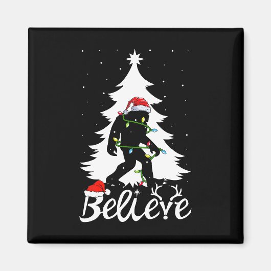 Bigfoot Tragend Weihnachtsbaum Sasquatch Glaube Magnet (Vorne)