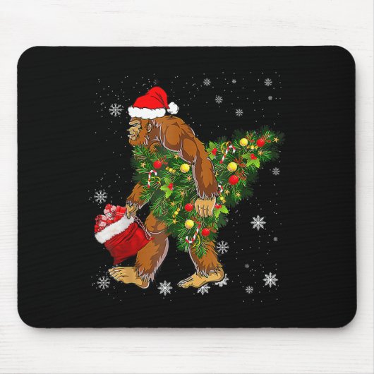 Bigfoot Tragend Weihnachtsbaum Sasquatch Glaube Mousepad (Vorne)