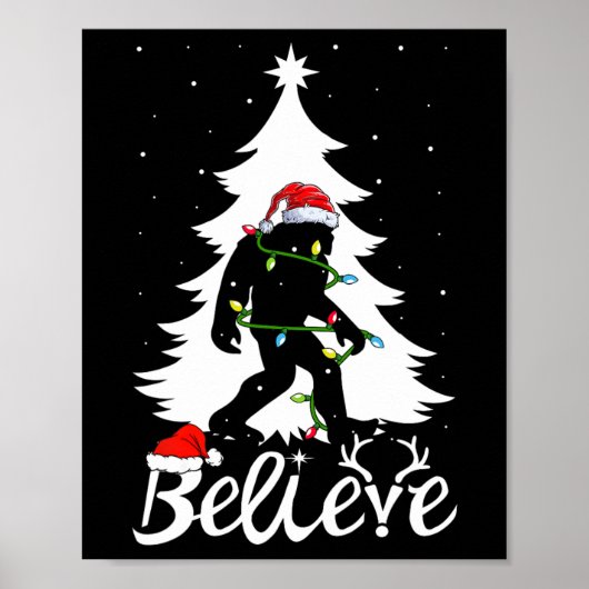 Bigfoot Tragend Weihnachtsbaum Sasquatch Glaube Poster (Vorne)