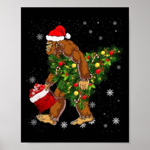 Bigfoot Tragend Weihnachtsbaum Sasquatch Glaube Poster