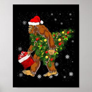 Bigfoot Tragend Weihnachtsbaum Sasquatch Glaube Poster