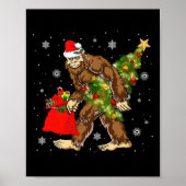 Bigfoot Tragend Weihnachtsbaum Sasquatch Glaube Poster (Vorne)