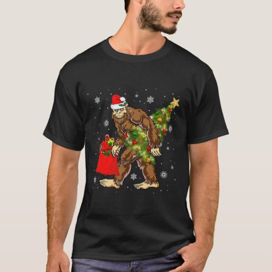 Bigfoot Tragend Weihnachtsbaum Sasquatch Glaube T-Shirt (Vorderseite)
