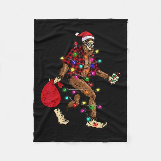 Bigfoot Tragend Weihnachtsbaum Sasquatch Pajama Fleecedecke (Vorderseite)