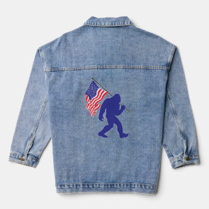 Bigfoot trägt die amerikanische Flagge Jeansjacke