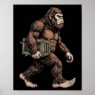 Bigfoot trägt Hühnerkiste Sasquatch-Farm Humor Poster