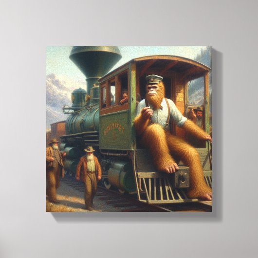Bigfoot Train Engineer Leinwanddruck (Vorderseite)