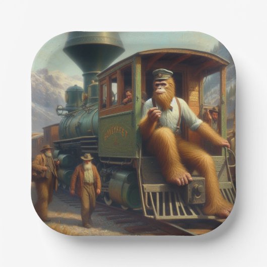 Bigfoot Train Engineer Pappteller (Vorderseite)
