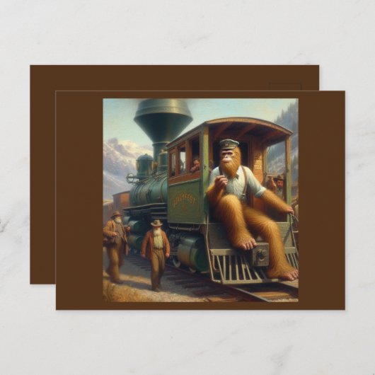 Bigfoot Train Engineer Postkarte (Vorne/Hinten)