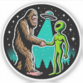 Bigfoot trifft Alien Aufkleber (Vorderseite)