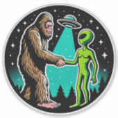 Bigfoot trifft Alien Aufkleber (Vorderseite)