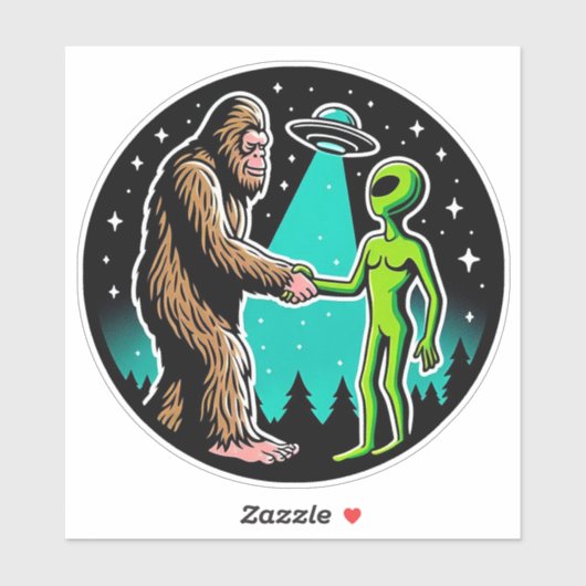Bigfoot trifft Alien Aufkleber (Blatt)