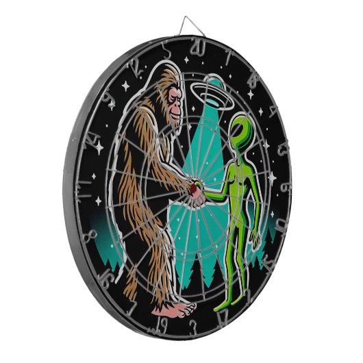 Bigfoot trifft Alien Dartscheibe (Vorderseite Links)