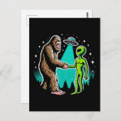 Bigfoot trifft Alien Postkarte (Vorne/Hinten)