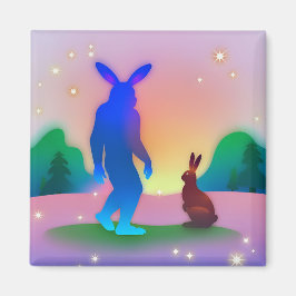 Bigfoot trifft Ostern Bunny Magnet