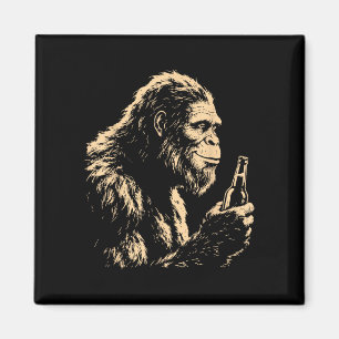 Bigfoot trinkt Bier lustige Sasquatch Retro-Kunst  Magnet