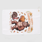 Bigfoot Turkey Pumpkin Erntedank Day Classic T- Golfhandtuch (Horizontal)