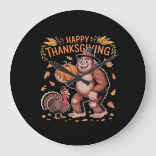 Bigfoot Turkey Pumpkin Erntedank Day Classic T- Große Wanduhr