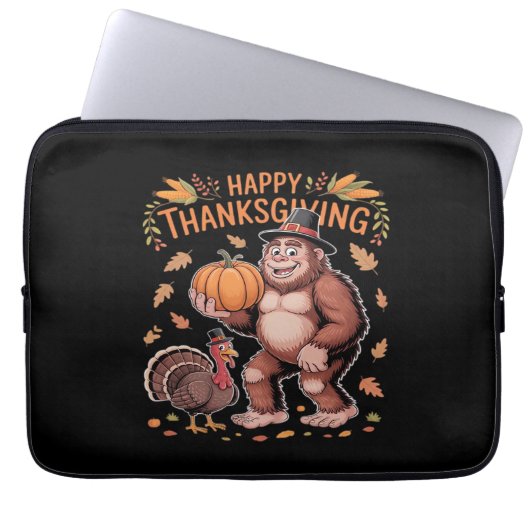Bigfoot Turkey Pumpkin Erntedank Day Classic T- Laptopschutzhülle (Vorderseite)