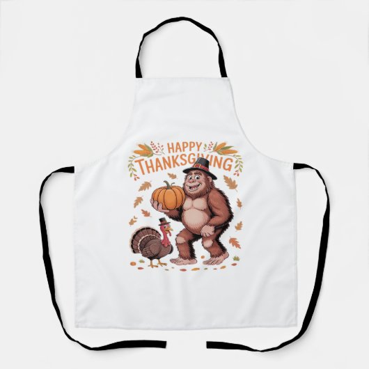 Bigfoot Turkey Pumpkin Erntedank Day Classic T- Schürze (Vorderseite)