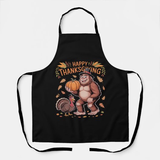 Bigfoot Turkey Pumpkin Erntedank Day Classic T- Schürze (Vorderseite)