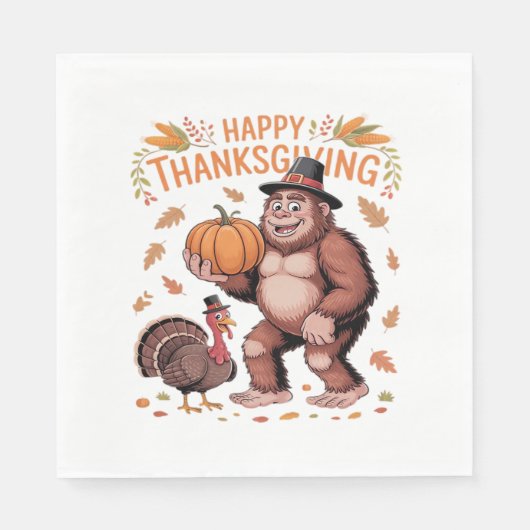 Bigfoot Turkey Pumpkin Erntedank Day Classic T- Serviette (Vorderseite)