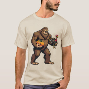 Bigfoot & Turkey Pumpkin Erntedank Funny Gift T-Shirt