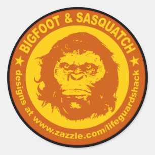 BIGFOOT u. SASQUATCH www.Zazzle.com/LifeguardShack Runder Aufkleber