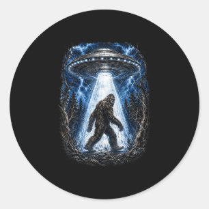 Bigfoot UFO Außerirdischer Entführung lustig Sasqu Runder Aufkleber