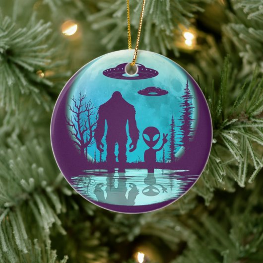 Bigfoot UFO Außerirdischer Keramik Ornament (Baum)