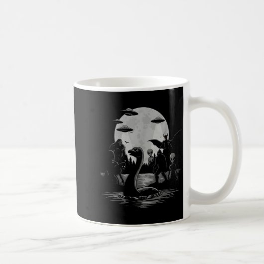 Bigfoot Ufo Loch Ness Monster Mothman And Aliens! Kaffeetasse (Rechts)