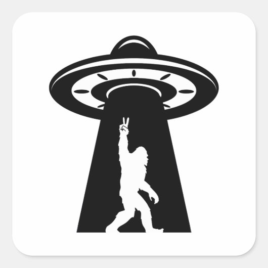 Bigfoot UfO Quadratischer Aufkleber (Vorderseite)