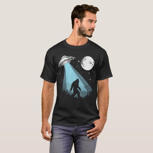 Bigfoot & UFO Verschwörung - Mond, Sterne, Night & T-Shirt (Vorne ganz)