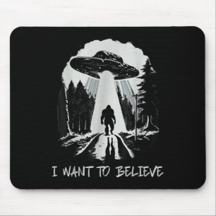 Bigfoot Ufo Wollte ich zu glauben Retro-Wald Männe Mousepad