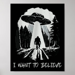 Bigfoot Ufo Wollte ich zu glauben Retro-Wald Männe Poster