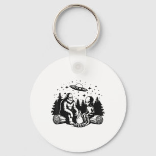 Bigfoot und Alien Campfire Geschenke für Outdoor L Schlüsselanhänger