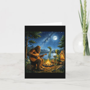 Bigfoot und Alien Loch Ness Lagerfeuer Sasquatch S Karte