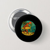 Bigfoot und Alien Surfen Vintage-Strandkunst Surfe Button (Vorne & Hinten)