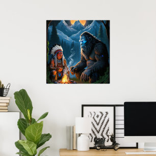 Bigfoot und Chief Moonlit Forest Gatherin Poster